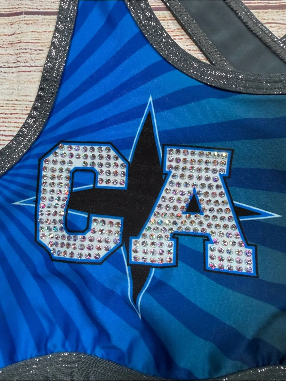 Rebel Athletic CA Blue & Black Sports‎ Bra Dance Top